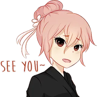 👋 347dad0b SEE YOU~ dessin animé, mignon, fille anime, au revoir, à bientôt, adieu whatsapp sticker