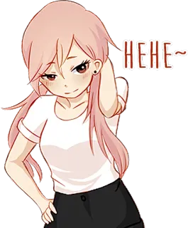 😏 3abd1f65 HEHE~ Anime, Mignon, Fille, Cheveux roses, Héhé, Sourire narquois whatsapp sticker