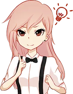 🤔 463580b7 dessin animé, idée, fille, ampoule, mignon, personnage, animé whatsapp sticker