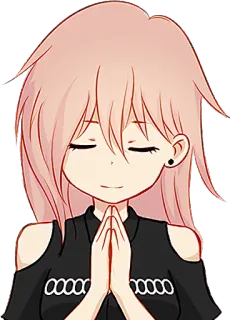 😌 69ac3ee8 Fille anime, Cheveux roses, Yeux fermés, Paisible, Dessin animé, Illustration, Prière whatsapp sticker