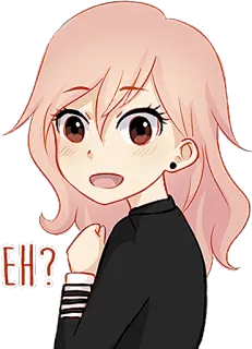 😅 863de97b EH? fille anime, cheveux roses, questionnement, confus, mignon, dessin animé whatsapp sticker