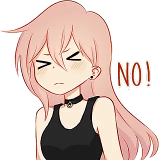 😣 a51e2756 NO! non, refus, rejet, anime, fille, désaccord whatsapp sticker