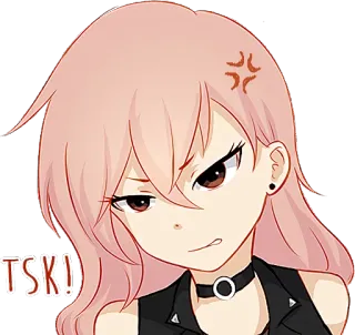 😠 af53e40e TSK! animé, fille, en colère, exaspérée, tsk whatsapp sticker