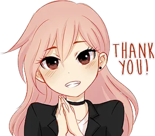 😊 f8e98b03 THANK YOU! Anime, Fille, Merci, Expression, Dessin animé, Mignon, Cheveux roses whatsapp sticker