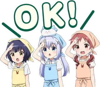 👌 bfc201ac OK! anime, ok, girls, cute whatsapp sticker