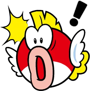 😧 77d41d2b fish, cartoon, exclamation point, surprised, shocked, red, yellow telegram sticker