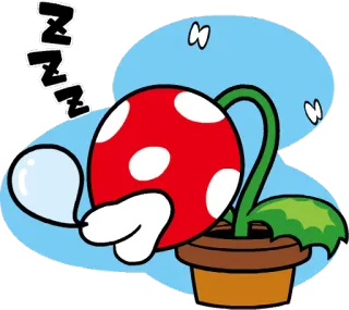 😴 c17dd1d9 ZZZZ sleeping, plant, red mushroom, cartoon telegram sticker