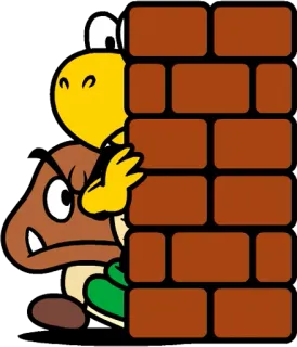 👁️ ce1114dd Goomba Super Mario video game, nintendo, goomba, super mario, character, brick wall telegram sticker