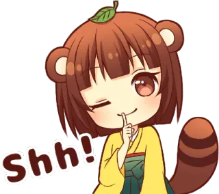😉 13a230f3 shh! mignon, animé, kawaii, chut, silence telegram sticker