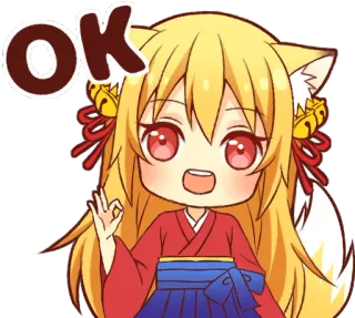 😀 1d35439b OK Anime, Mignon, Renard, Fille, Ok telegram sticker