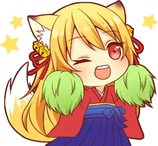 😉 a76f598e Animé, Chibi, Renard, Mignon, Étoiles telegram sticker