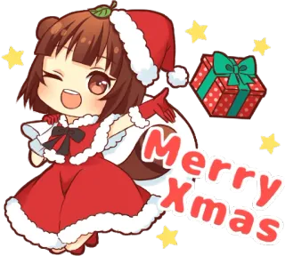 😉 c04f9885 Merry Xmas noël, père noël, fête, mignon, fille, animé telegram sticker