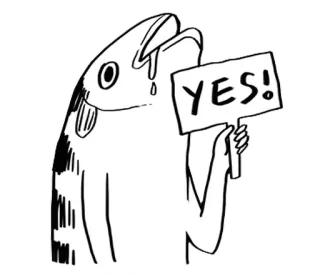 🐈 3b5d60f6 YES! fisch, ja, zustimmung, positiv, cartoon, tier, illustration whatsapp sticker
