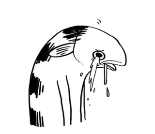 🐈 5af2b8f8 fisch, traurig, weinend, schwarzweiß, tier, aufkleber whatsapp sticker