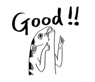 🐈 8b26ab8a Good!! fisch, gut, daumen hoch, positiv, zustimmung whatsapp sticker
