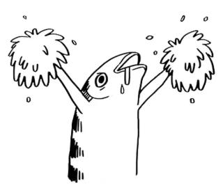 🐈 9fb42647 Fisch, Cheerleader, Pompons, Cartoon, Humor, Tier whatsapp sticker