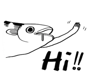 🐈 b3412b4c Hi!!! fisch, gruß, hallo, cartoon whatsapp sticker