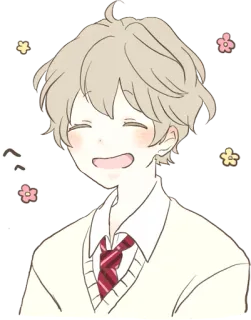 ☺️ 6ea7af0a アニメ, 男の子, 制服, かわいい, 花, 幸せ telegram sticker