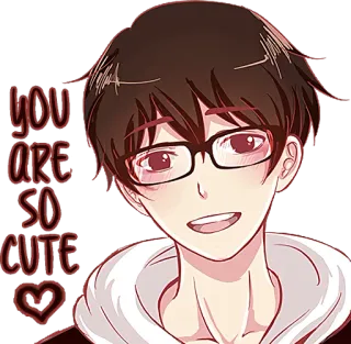❤️ 6966c2cd YOU ARE SO CUTE carino, anime, cuore, amore, complimento, occhiali, ragazzo, adorabile telegram sticker