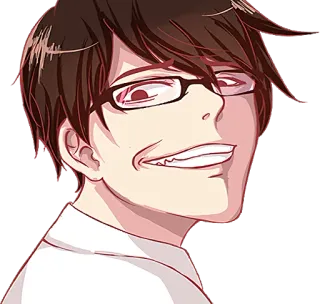 😏 81279227 Anime, Manga, Spaventoso, Presuntuoso, Occhiali, Cartone animato telegram sticker