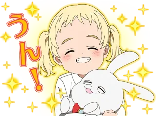 😊 9416b673 うん! anime, carino, ragazza, brillantini, coniglio, allegro whatsapp sticker