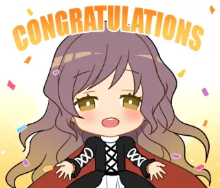 🎊 5ff918bf CONGRATULATIONS gefeliciteerd, feest, anime, cartoon, kawaii whatsapp sticker