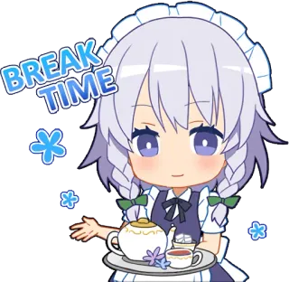 ☕ f6a2f071 BREAK TIME Anime, Maid, Pauze, Thee, Schattig whatsapp sticker