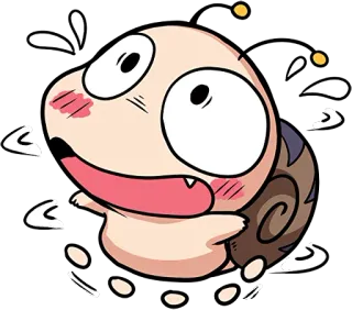 😧 341e5308 cartoon, creature, anime, snail, funny, cute, excited telegram sticker