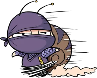 🤫 3ae4aab1 snail, ninja, cartoon, fast, cute, mascot, funny telegram sticker