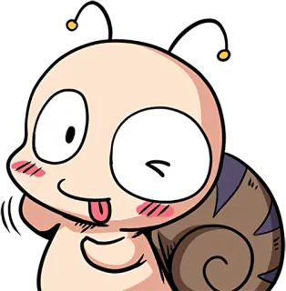 😜 7103b714 snail, cartoon, cute, tongue, funny, winking, anime, kawaii telegram sticker