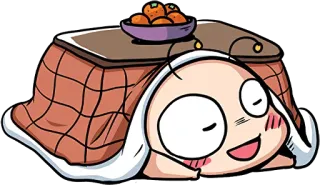😋 7a29e653 cartoon, anime, winter, cozy, kotatsu, relaxing, cute telegram sticker