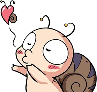 😘 83f16e9e cartoon, snail, love, heart, kiss, cute telegram sticker