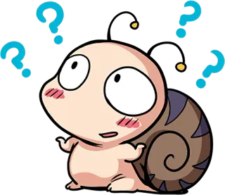 🤔 8f2b67fc snail, cartoon, question marks, confused, cute, animated, sticker telegram sticker