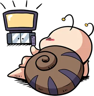 🖥️ 94080755 snail, watching TV, cartoon, cute, lazy, snail shell telegram sticker