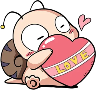 😍 9a56e5fb LOVE love, heart, cartoon, snail, cute, kawaii, animated telegram sticker