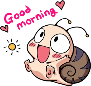 😃 bbcc2a5e Good morning Good morning, snail, cute, cartoon, greeting telegram sticker