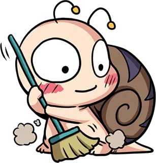🙂 f1f92b9a snail, cartoon, character, sweeping, cute, animal telegram sticker