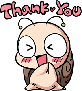 😆 ff08a289 Thank You thank you, cute, adorable, kawaii, cartoon, snail telegram sticker
