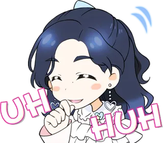 😁 246ef6b8 UH HUH słodki, kreskówka, dziewczyna, aha, zgoda, aprobata telegram sticker