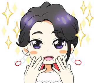 🤩 3896e40c Anime, Kreskówka, Kobieta, Iskierki, Chibi, Słodki telegram sticker