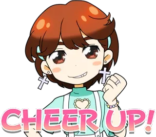 😃 d61e1f5f CHEER UP! na poprawę humoru, wsparcie, kreskówka, pozytywne, wsparcie duchowe, anime telegram sticker