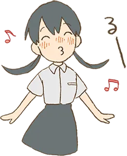 😚 98ef3703 动漫女孩, 卡通, 校服, 音乐, 快乐 telegram sticker