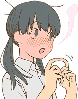 😳 c5fabf13 动漫, 脸红, 害羞, 女孩, 心, 爱 telegram sticker
