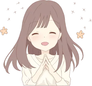 😊 11fbad3c аниме девушка, мило, счастливый, блестки, иллюстрация whatsapp sticker