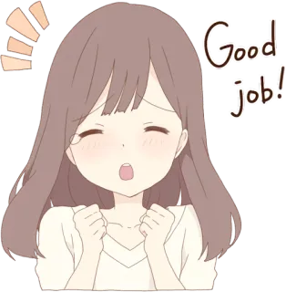 ✊ 27e1f394 Good job! Аниме, Кавай, Стикер, Молодец, Девушка, Поддержка, Милый whatsapp sticker