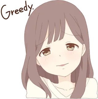 🤑 63eeed90 Greedy. аниме девушка, жадный, милый, мультфильм, анимированный whatsapp sticker