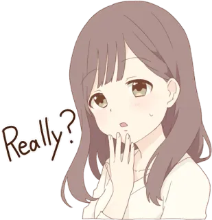 🤭 7691f61a Really? Аниме девушка, Вопрос, Реально, Выражение, Любопытный, Милый whatsapp sticker
