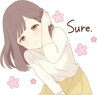 👍 9b38e3df Sure. Аниме, Мультфильм, Милый, Девушка, Цветок, Согласен whatsapp sticker