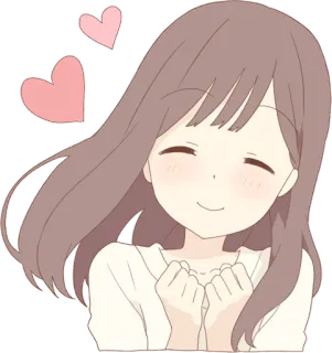 ❤️ c91311bc Аниме, Девушка, Сердечки, Милый, Мультфильм, Наклейка whatsapp sticker