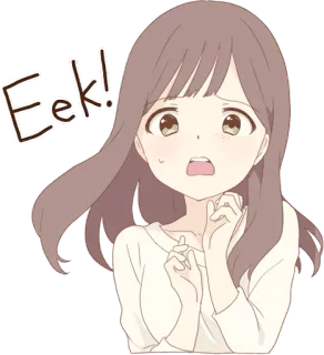 😱 ebd004f0 Eek! аниме девушка, испуганная, ой, обеспокоенная, напуганная, встревоженная, удивлённая whatsapp sticker